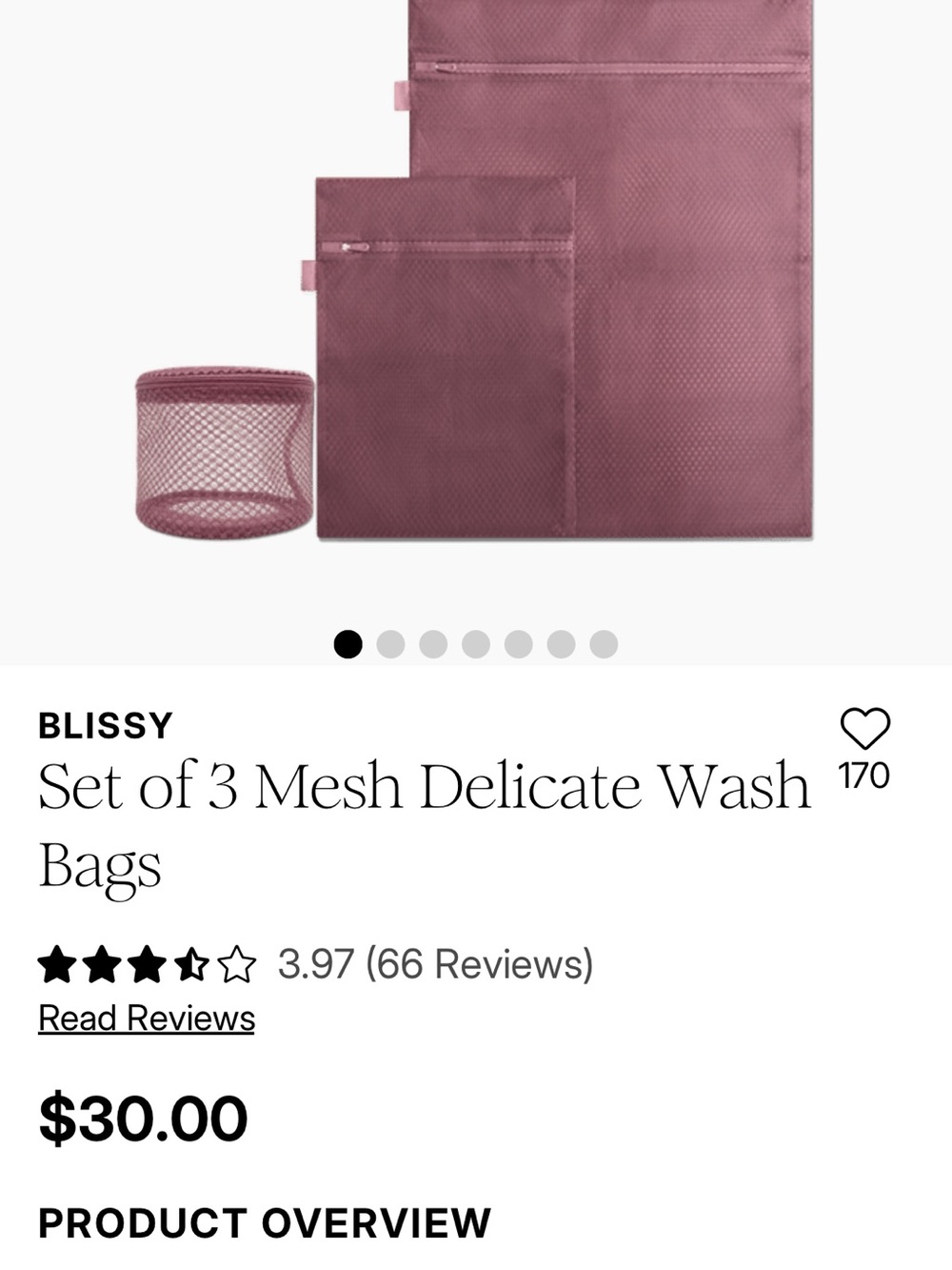 Bliss Mauve Mesh Delicate Wash Bags - Set of 3